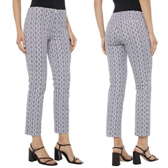 Kenar Pants - Kenar geo-print slip-on ankle pants, size 8